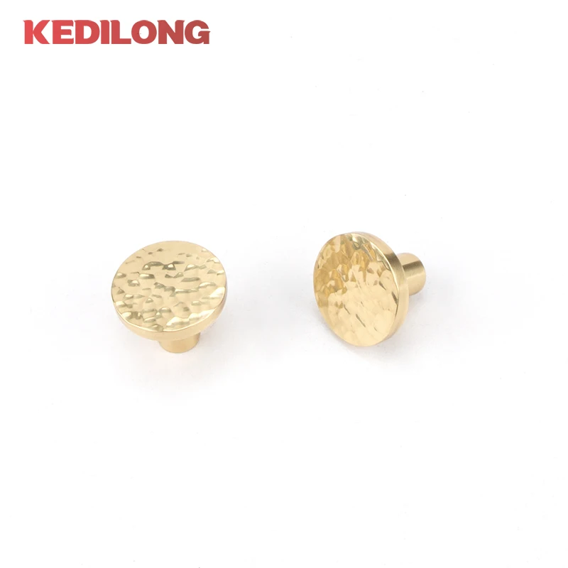 KEDLO Vintage Solid Brass Hammer Knob Nordic Modern Simple Cabinet Door Drawer Cabinet Circular Handle Gold Handle