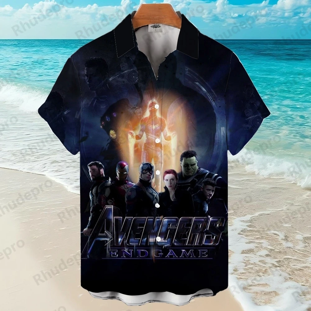 

Disney 2025 New 3D Printing The Avengers Iron Man Men's Hawaiian Shirt Summer Fashion Street Trend Retro Boutique Tops
