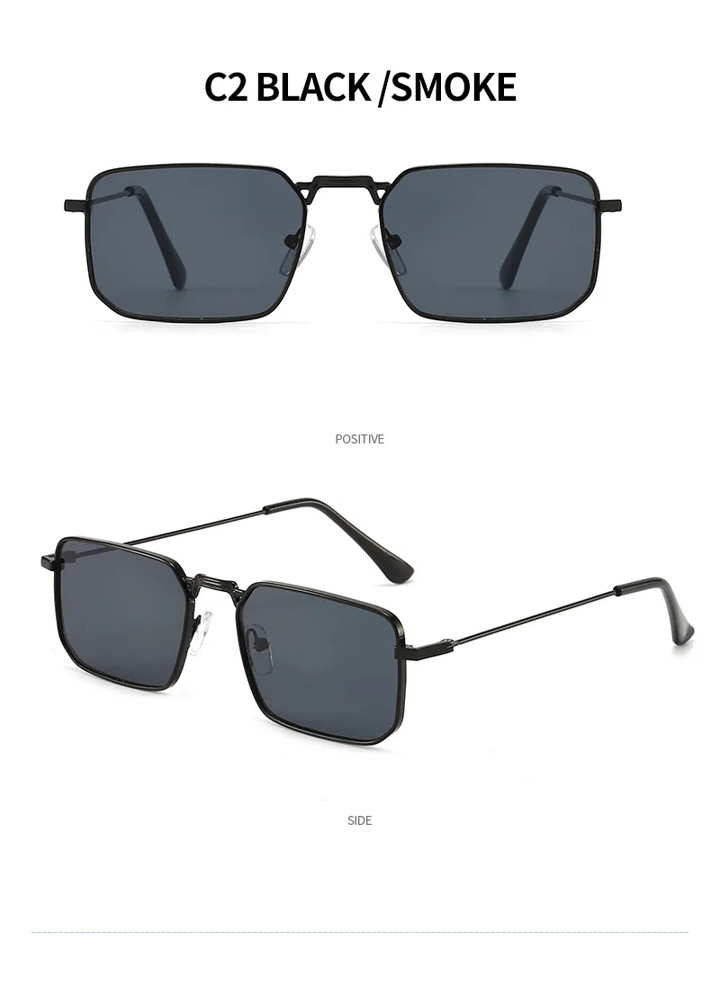 Hohe Qualität Rechteck Sonnenbrille Frauen Metall Rahmen Gläser Vintage Marke Quadrat Sonnenbrille für Männer Shades Weibliche Brillen – Detail 10