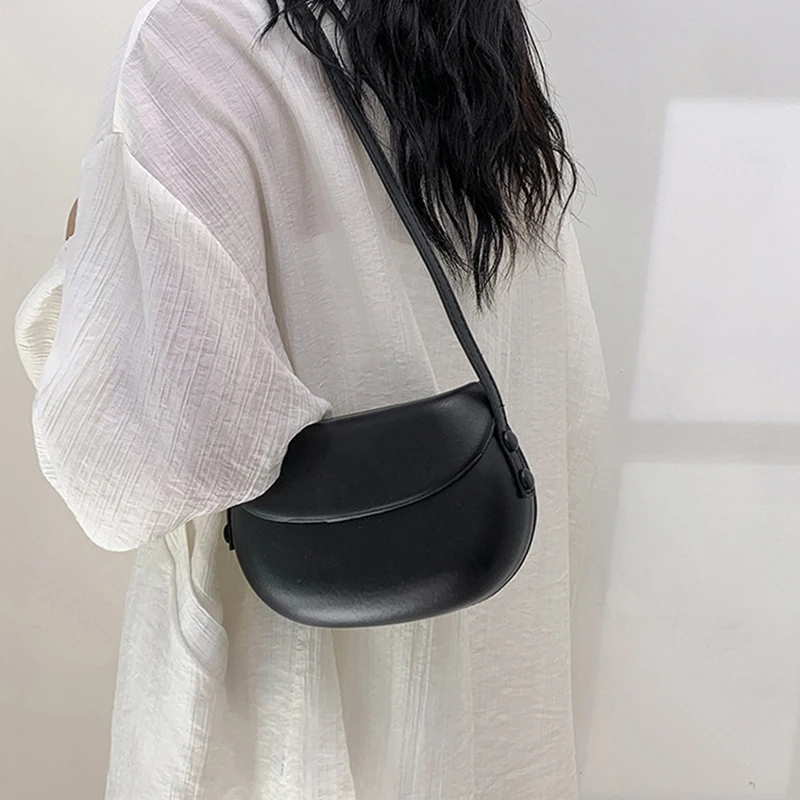1 قطعة حقائب كروس نسائية بلون واحد للاستخدام اليومي بحزام قابل للتعديل من جلد البولي يوريثان حقيبة كتف كاجوال حقائب يد للسيدات #6