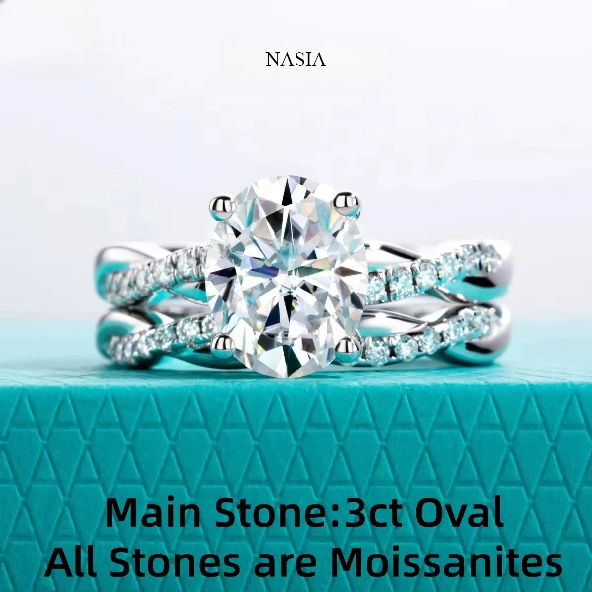 FCGJHW 3ct Oval Moissanite Wedding Bands Ring 18k Gold Plated S925 Sterling Silver Infinity Bridal Rings for Women Jewelry 2026