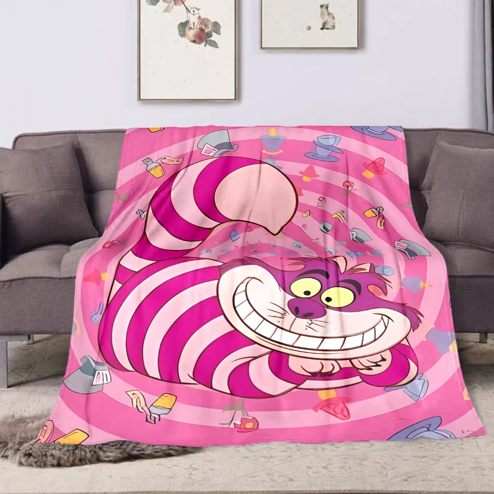 Disney Alice in Wonderland Cheshire Cat Flannel Fluffy Throw Camping Blanket for Children Sofa Throw Blanket Modern Fashion Gift