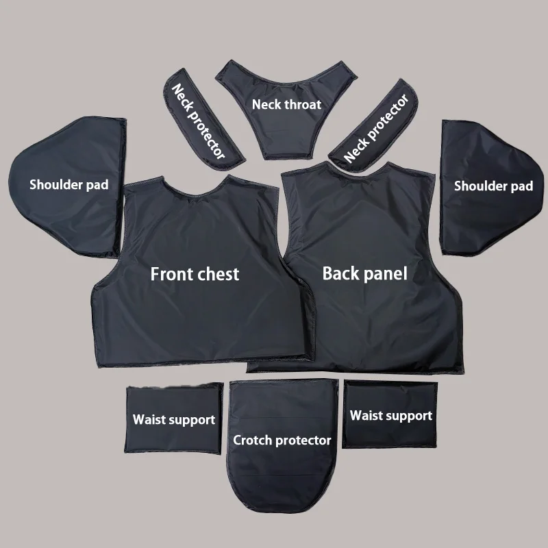 

Полностью защитная пуленепробиваемая чип-пластина NIJ IIIA PE, мягкая бронепанель, защита передней груди и спины, шеи, плеч, талии, промежности