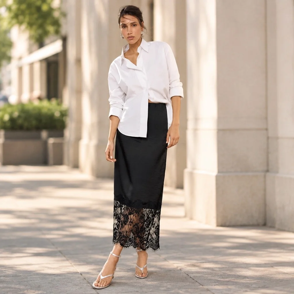 Ruffle Skirt Mid Length Light Stretch Straight Casual Women Skirts with Western Maxi Length Streetwear for Autumn