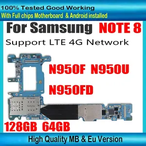 Bilashmart Samsung Galaxy Note 8 N950F N950U N950FD 64GB Motherboard Unlocked SM N950F SM N950FD Logic board EU Version 128GB