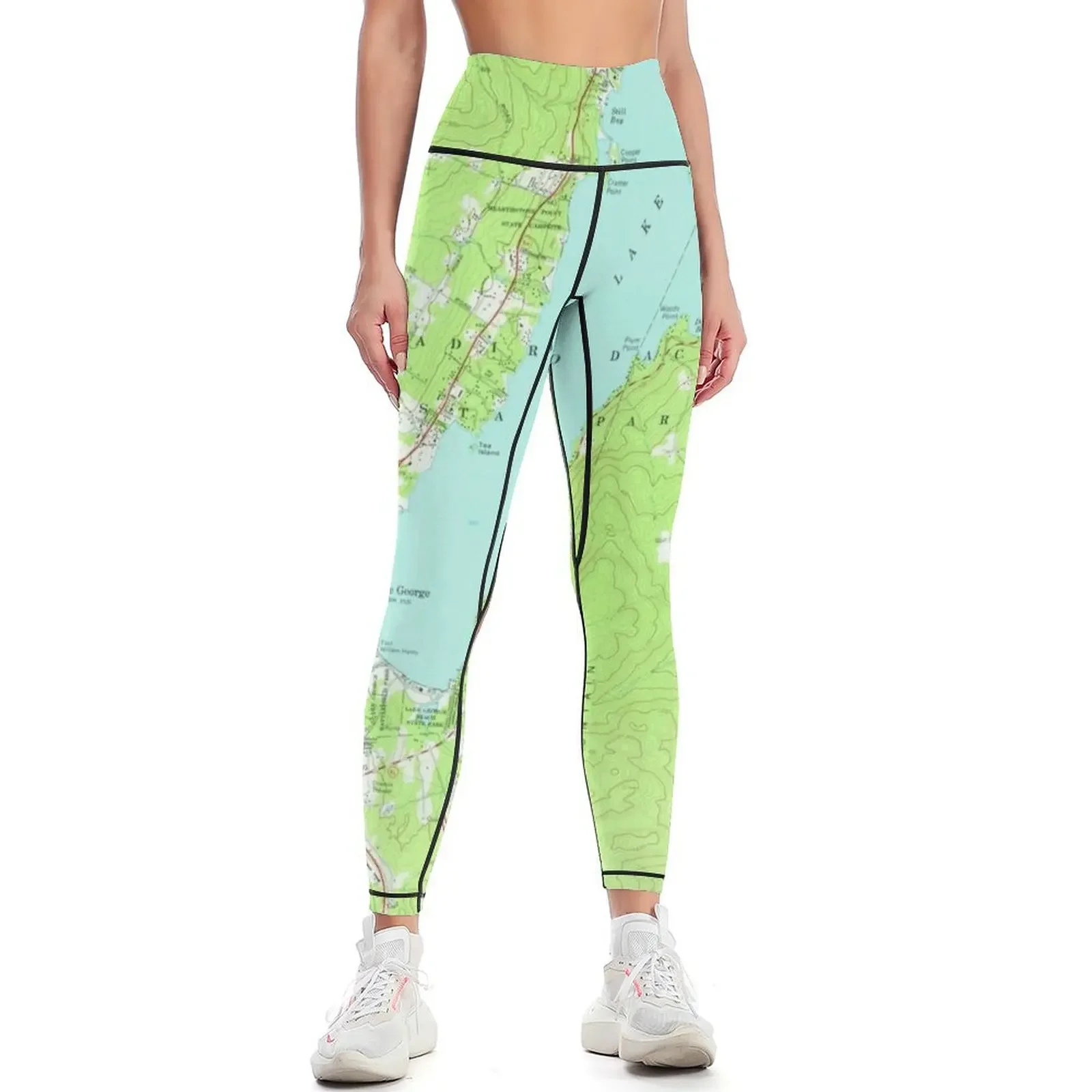 

Vintage Map of Lake George New York (1966) 2 Leggings legings for fitness gym's clothing Sportswear woman gym Womens Leggings
