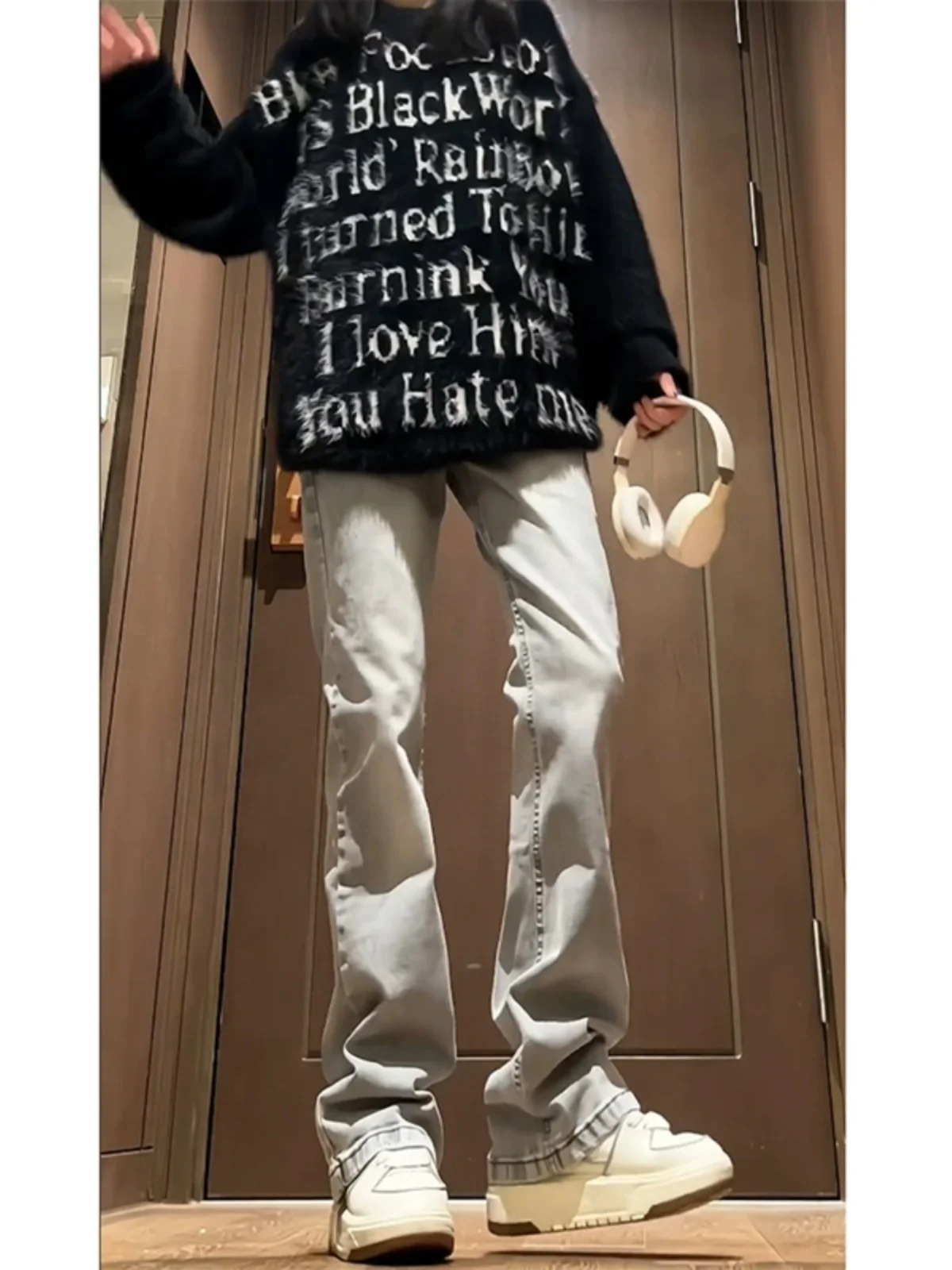 

Мужские джинсы прямого кроя с высокой эластичностью, облегающие, на осень-зиму, с высокой талией, узкая модель, цвет желтый грязьно-коричневый, в стиле американского стритстайла...