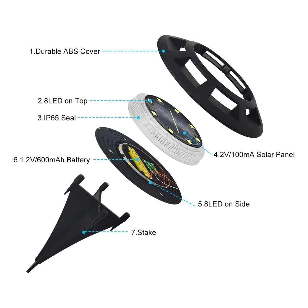 Luces solares de tierra para exteriores, 4 piezas, 16LED, IP65, impermeables, 2V, 100ma de carga, para camino de valla de Patio, decoración de jardín