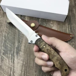 Tactical 440C Fixed Blade Knife Olive Wood Handles Self Defense Hunting Tools Camping EDC Knife