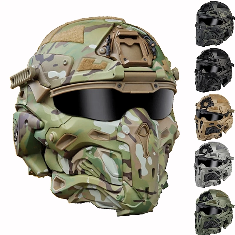 W-Ronin Assault Tactical Mask Built-in Communication Headset Anti-fog Fan Tactical Goggles Airsoft Paintball Protect Gear