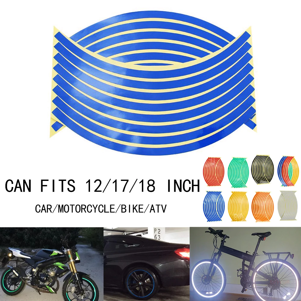 

Motorcycle Wheel Sticker Reflective Decals Strips Tape Bike Car for YAMAHA HONDA SUZUKI BMW Triumph Benelli Kawasaki KTM