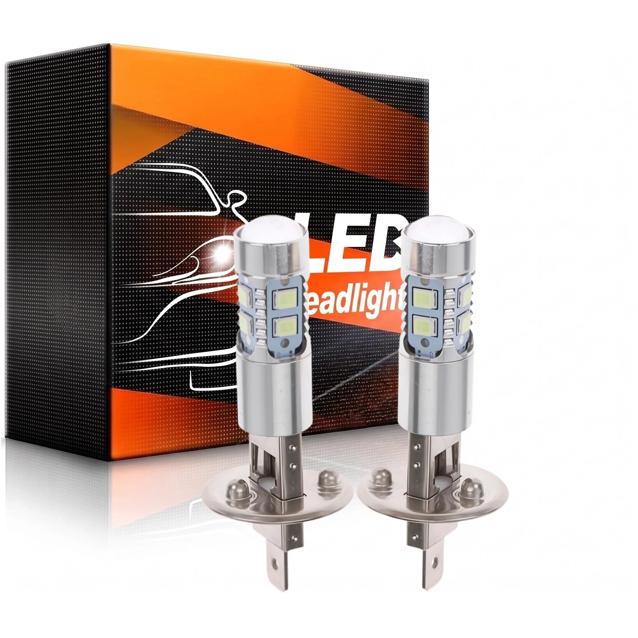 2pcs H1 LED Auto Headlight Bulbs 8000K 100W Blue Bright Car Fog Lights, Without Battery
