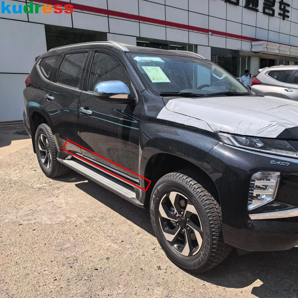 Side Door Body Trim For Mitsubishi Pajero/Montero/Shogun sport 2019-2024 2025 Chrome Car Door Panel Streamer Strip Accessories