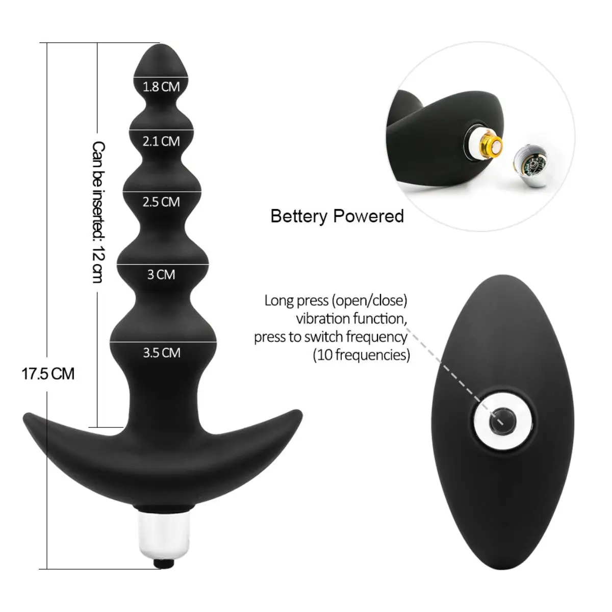 Vibrating Anal Beads Anal   Silicone  with 10 Vibration Modes Anal  Prostate Massager Waterproof Adult Sex Toy for Men, Women and Couples view 5