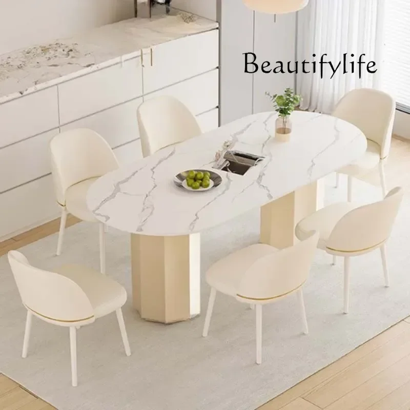 

W Oval Unique Chairs Dining Table Modern White Metal Design Nordic Table Restaurant Luxury Mesa Comedor Living Room Sets Furnitu