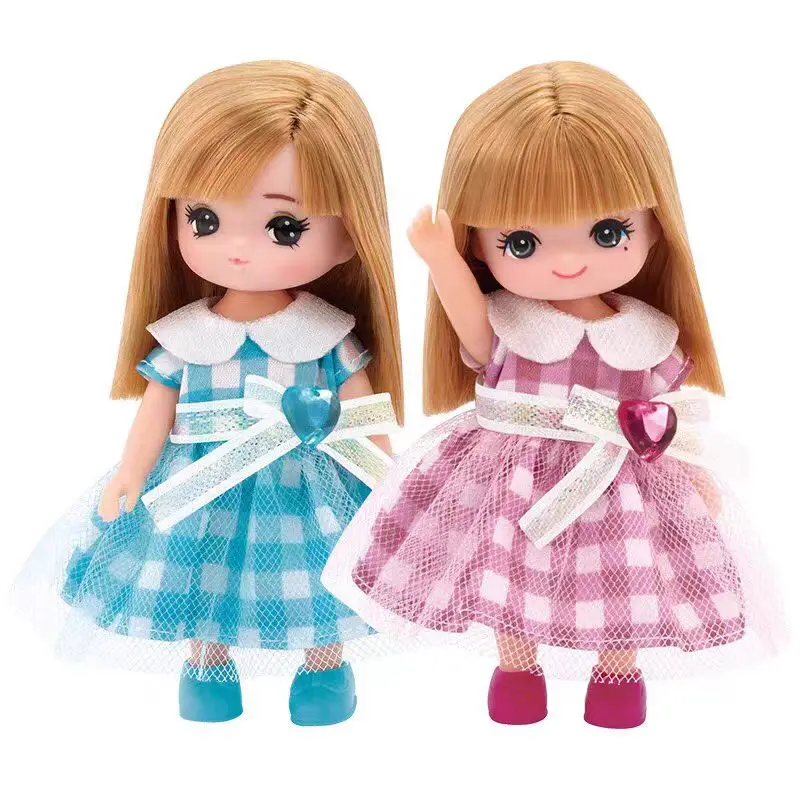 Mini Cute Licca Doll Toy Girl DIY Dressing Toy Gifts Kids Birthday Gifts Little Twin Doll Maki Miki Toy Colorful Hair Cute Toys