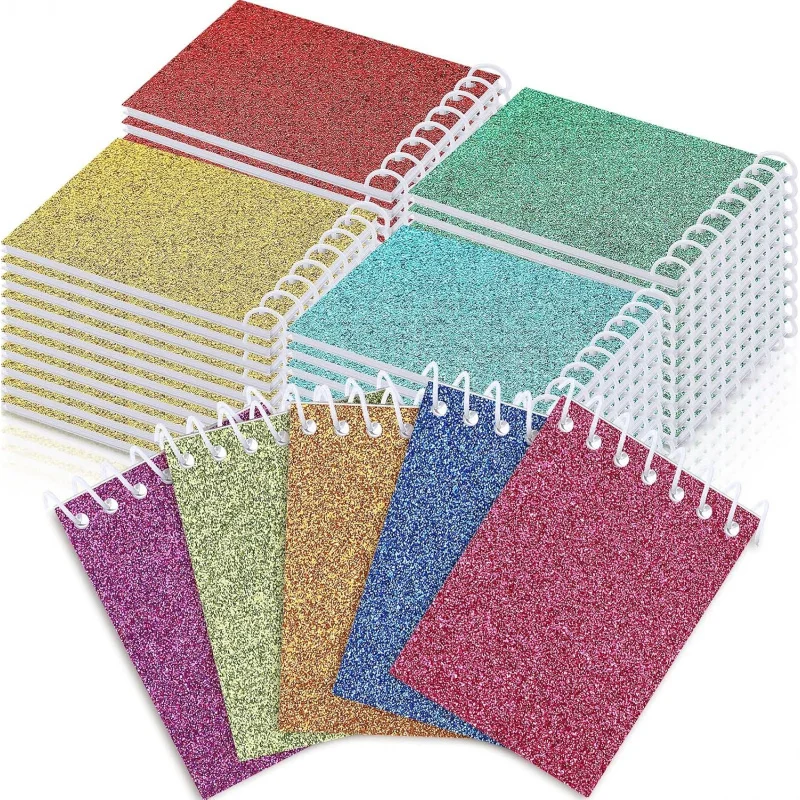 45 Pcs Back to School Glitter Notepads Kids Prism Small Notebooks Pocket Notepad Assorted Colors Pad Easter