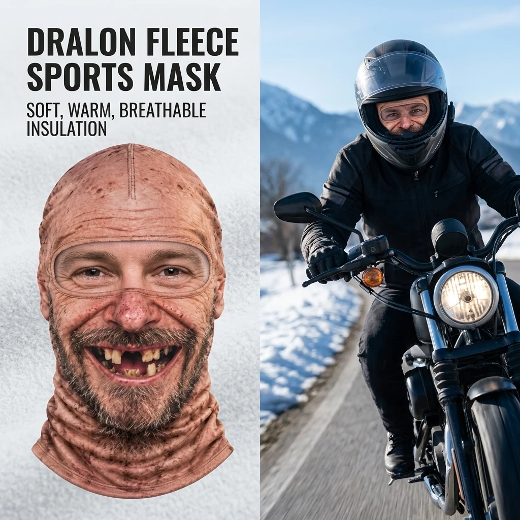 Adults Cycling Balaclava Winter Ski Mask Funny Realistic 3D Face Cover Windproof Headwear for Motorcycle Riding Outdoor Sports