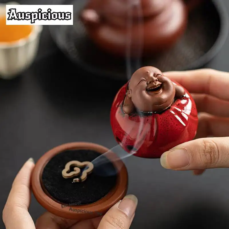 ZAEYORIA Mini Maitreya Buddha Incense Holder Zen Garden Incense Burners Consecrate Smell Distributor Censer Tea Ceremony Craft