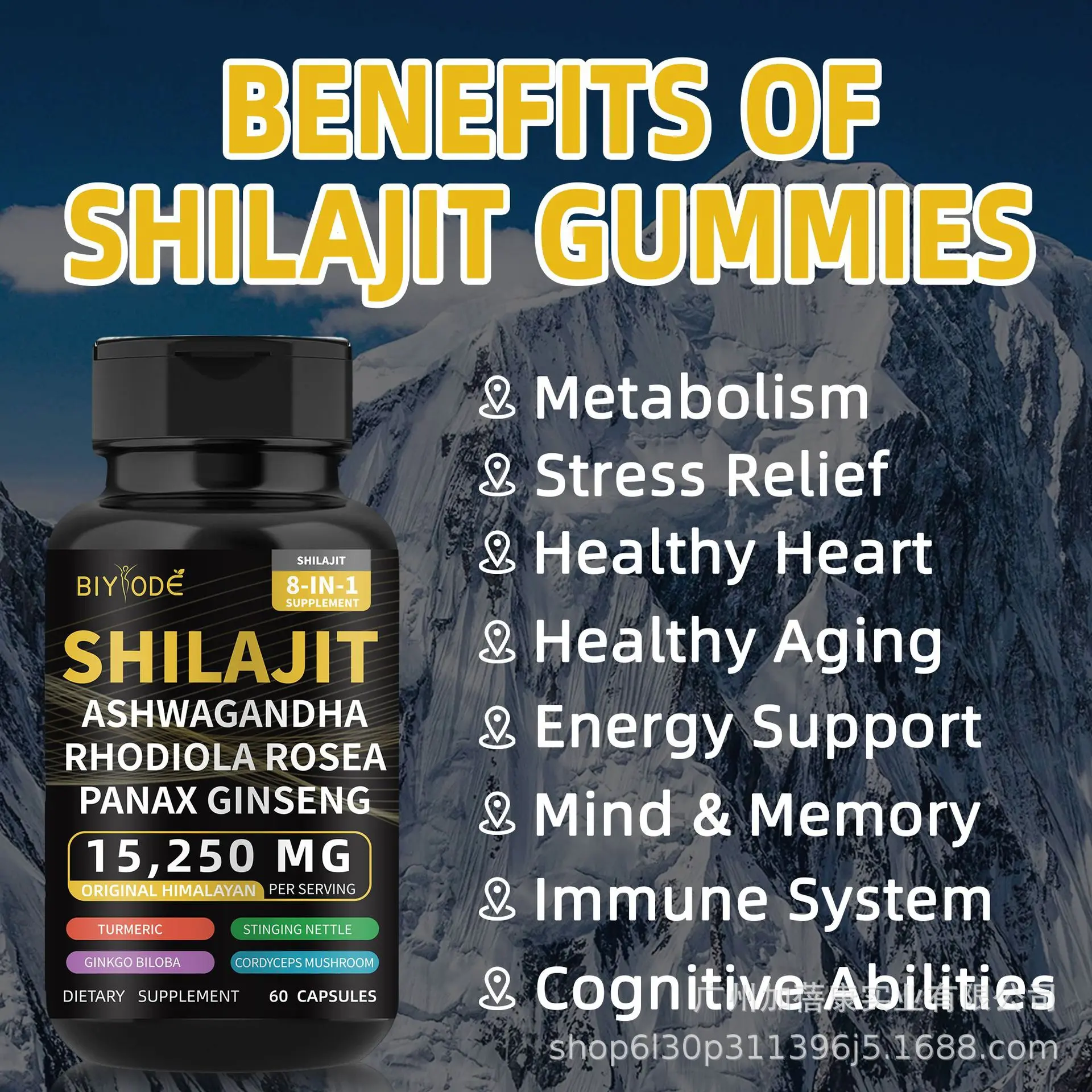 Shilajit pur de l\'Himalaya,60 gélules, acide Fulvique naturel