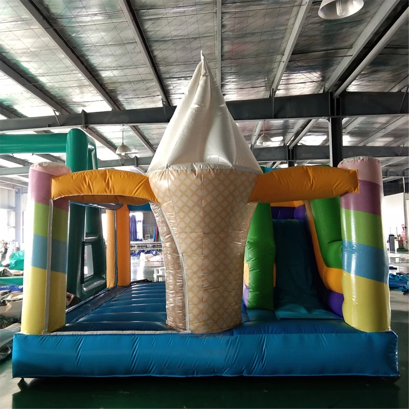 

New Design Inflatable Ice Cream Bouncer Castle Mini Bounce Combo Moonwalk Trampoline Children Outdoor Playground with Blower