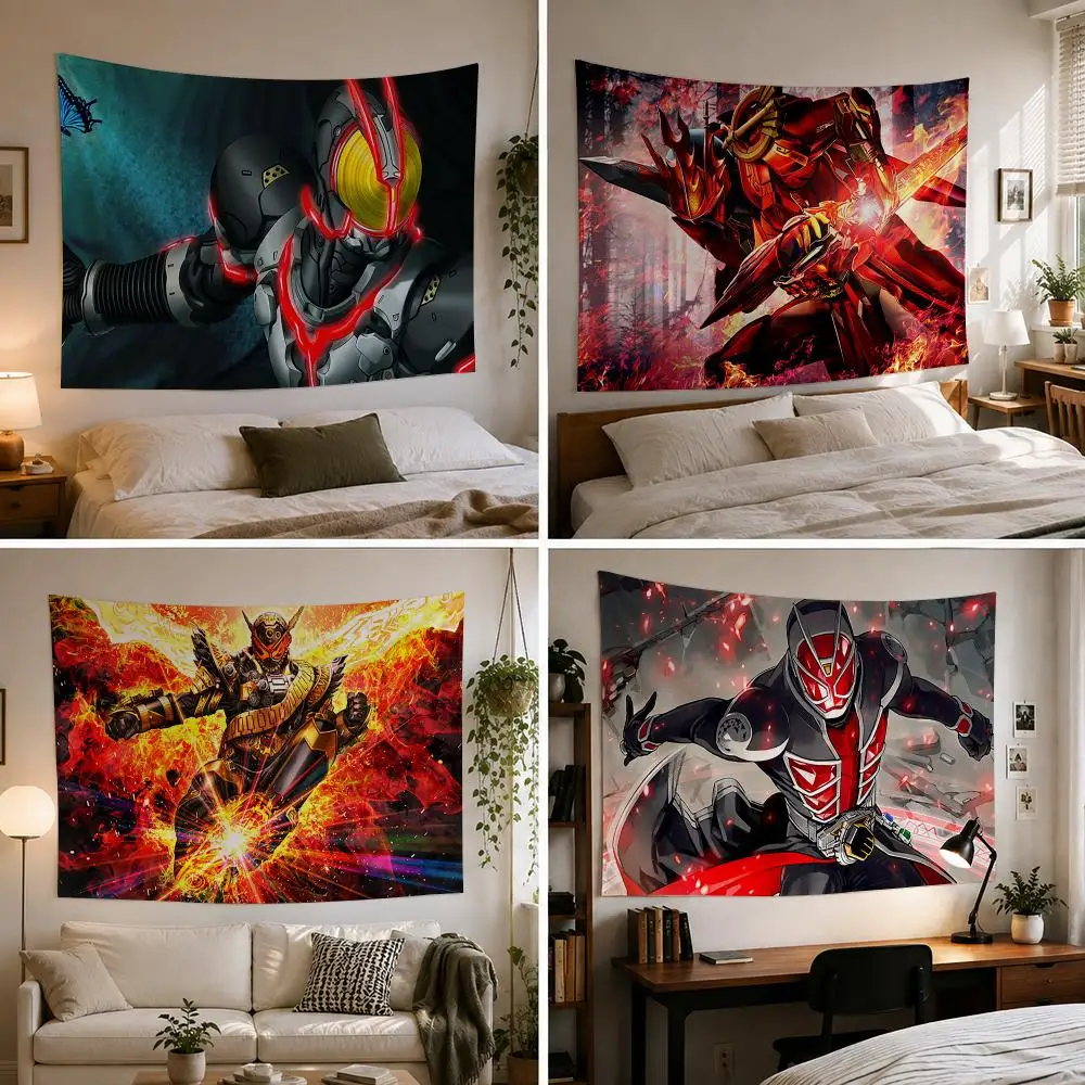 Cool K-Kamen Rider Tapestry Custom Living Bedroom Party Dormitory Interior Wall Bohemian Decoration Attached Clip