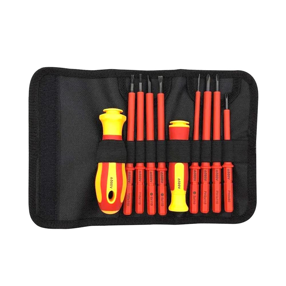 10PCS Insulated Screwdriver Set With Case Interchangeable Blade VDE Magnetic Home and Professional Use Repair Tools Replacement