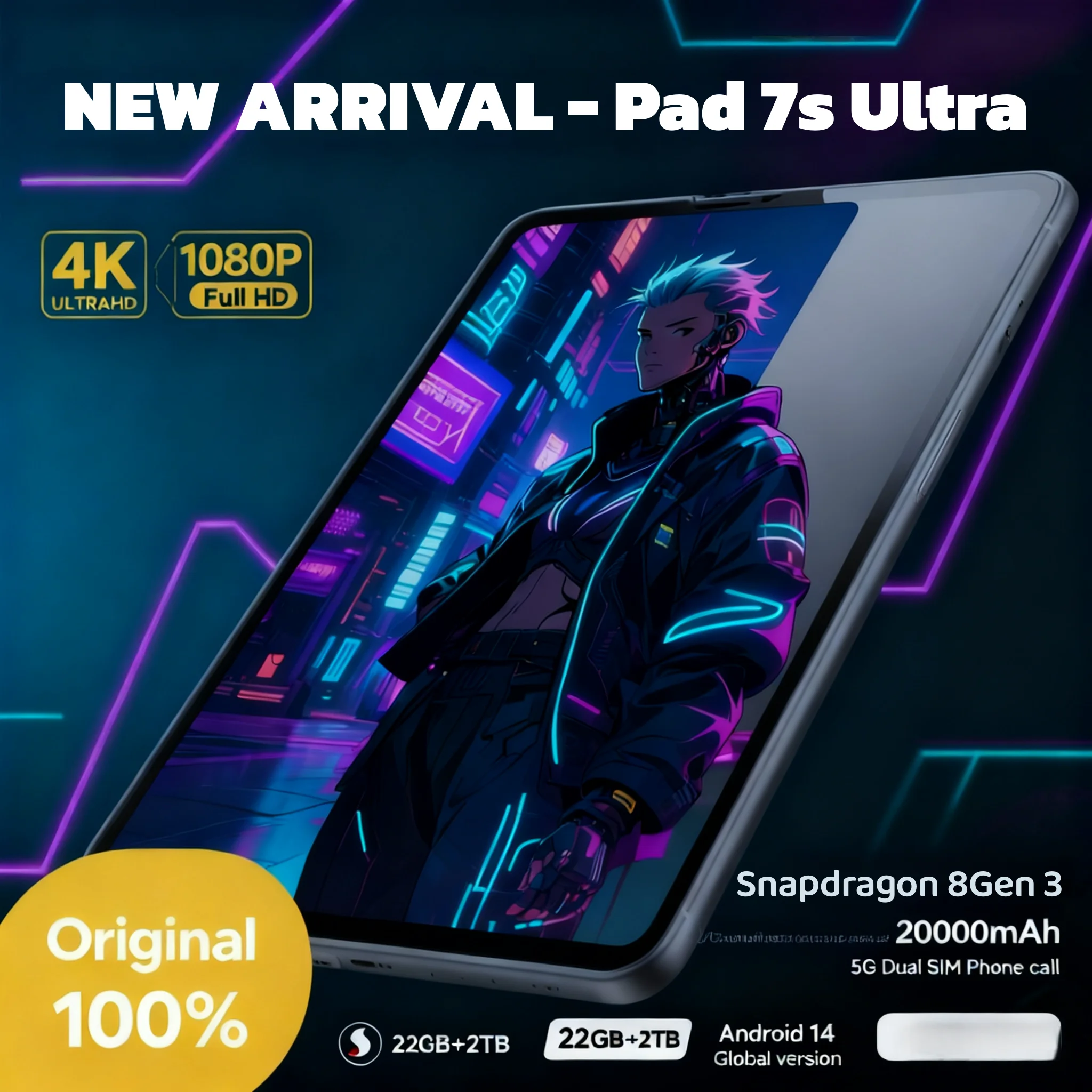 yZ[zV^IWiPad 7s Pro^ubg 11C`HD 20000mAh 22GB+2TB O[o Android^ubg ^u 4G 5G fASIM WIFI LbYPC