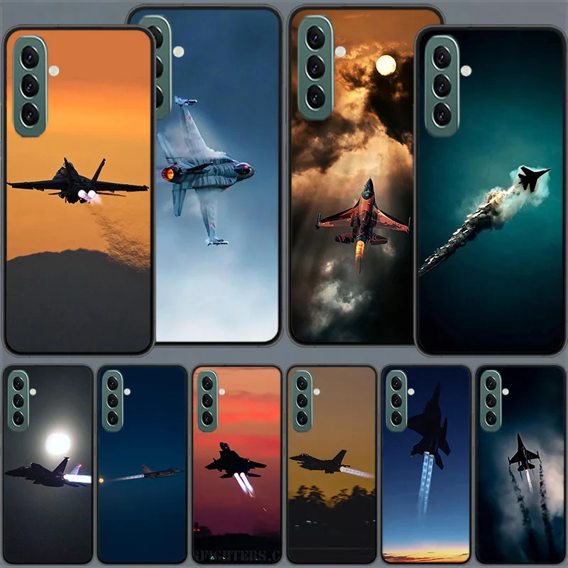 Black Sky Jet Fighter Phone Case For Samsung A15 A25 A35 A55 Galaxy A05S A03 A03S A02S A71 A51 A41 A31 A21 A11 A70S A50S A30S A2