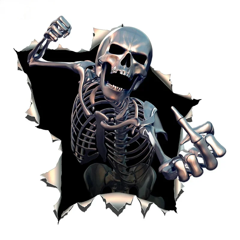 15cm/20cm Car Sticker Creativity Metal Angry Skeleton Skull Accessories Decal Decals Accessory Supplies Custom Stickers For Cars
