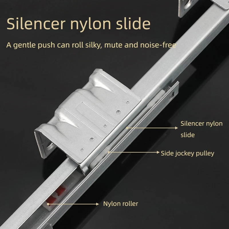 Drawer Two-section Full-pull Buffer Rail Bottom with Latch Hidden Track Buffer Silent Thickened Guide Rail Slide Furniture