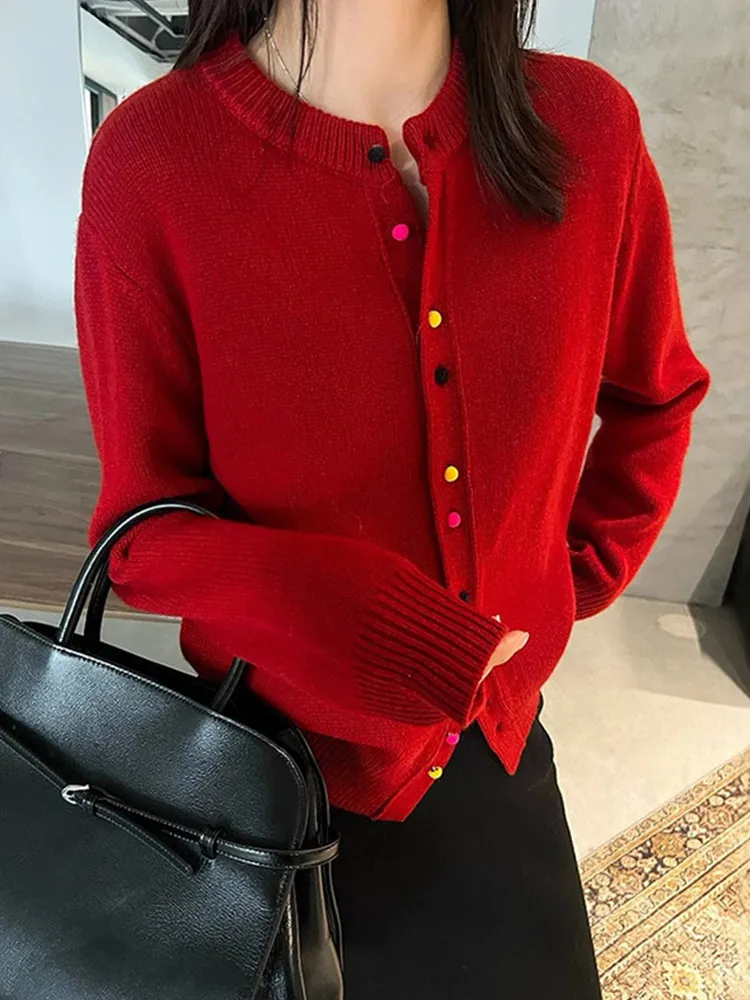 

Button Sweater Outerwear Wool Knitted Long Sve Casual Ele Top Youthful Winter New Sle Faionable Lazy