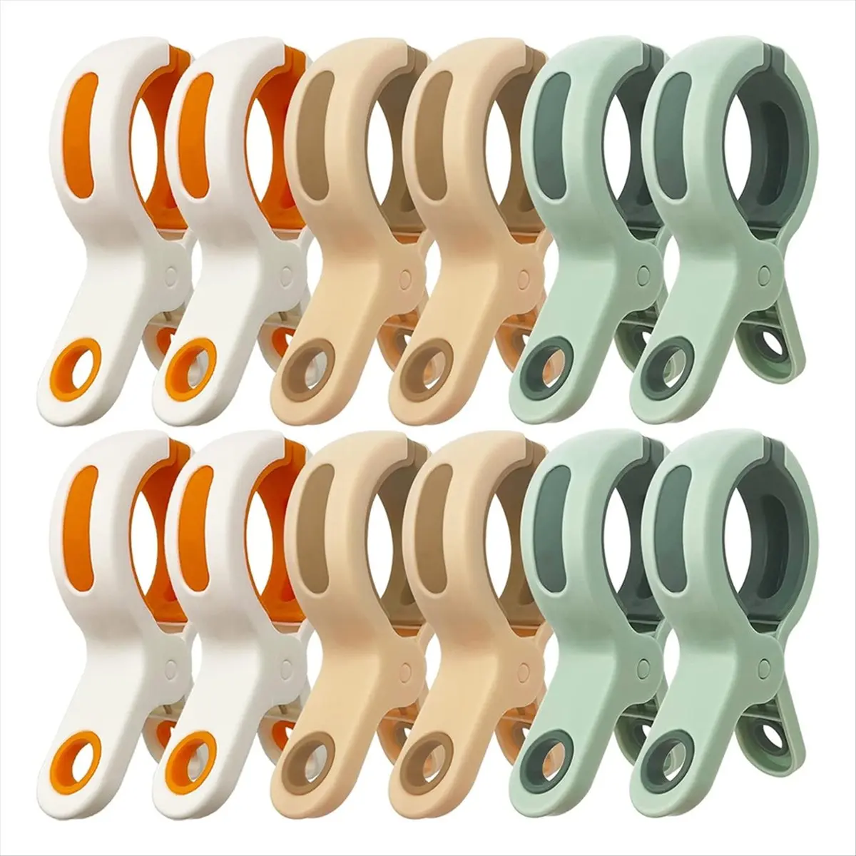 2026 Trend 12 PCS Beach Towel Clips for Chairs, Cruise, Pool - Large Plastic Clothespins in 3 Bright Colors