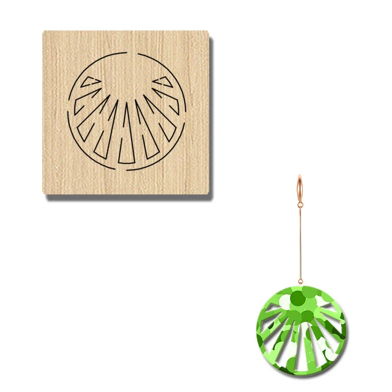 

EM112 Circular Hollow Earrings With Wooden Cutting Mold, Customizable For Most Machines