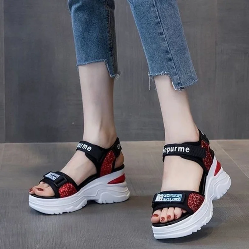 New Summer Ladies Sandals Platform Wedge Heels Shoes Casual Heightening Slope with Women\'s High Heels Sports Beach Sandals Girl