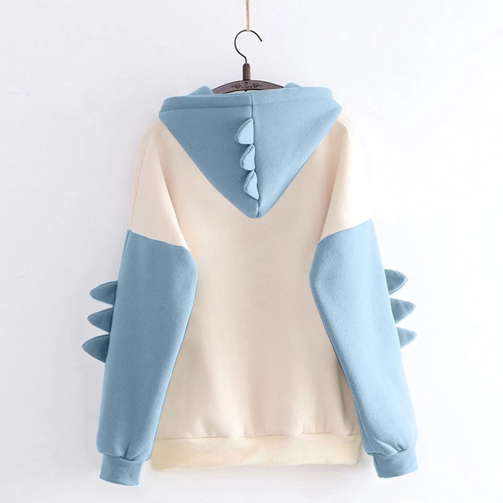 Sudadera con capucha de dinosaurio de gran tamaño para mujer, sudadera de moda de dibujos animados, sudadera gruesa de bloque de Color con estampado