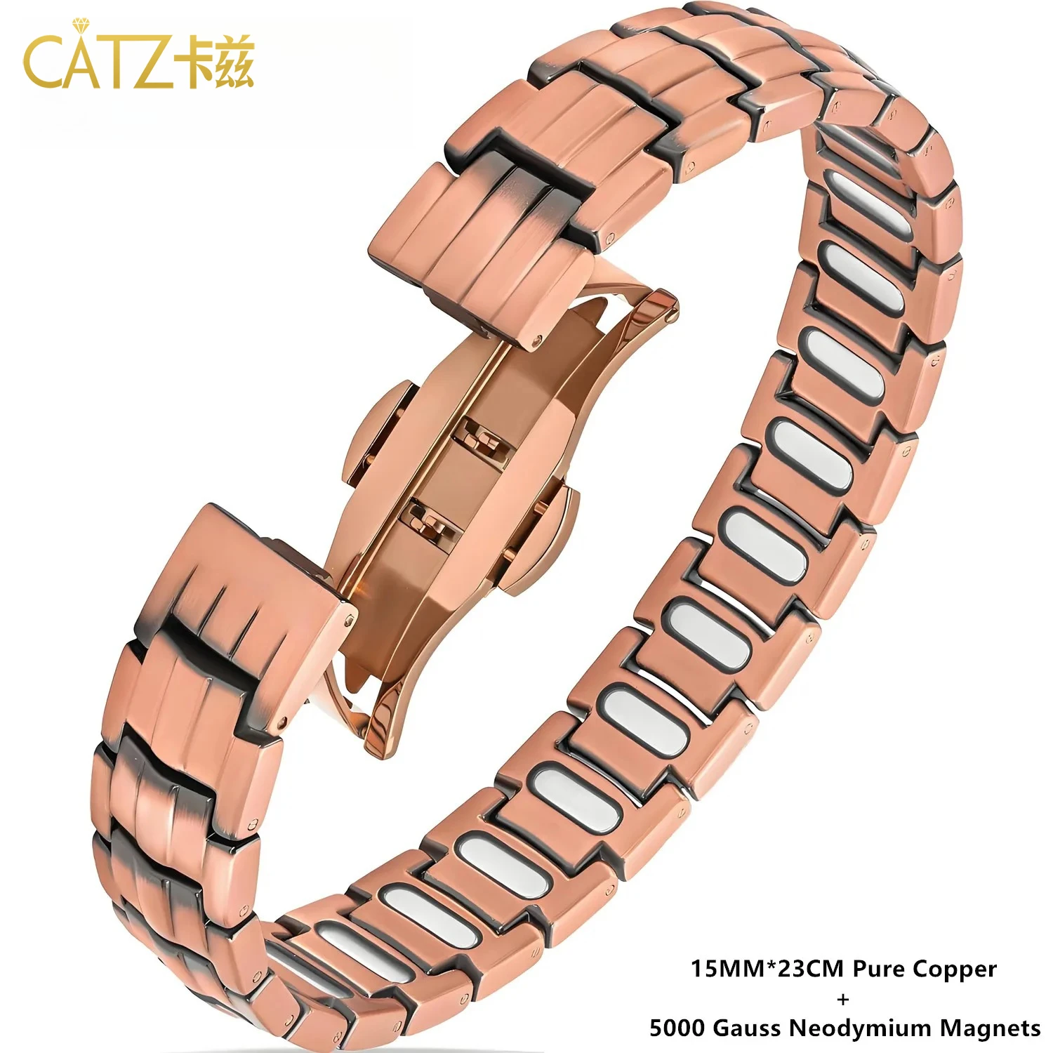 

CATZ Premium Copper Bracelet for Men with Strength 5000 Gauss Magnets Titanium Steel Wristband Jewelry Gifts