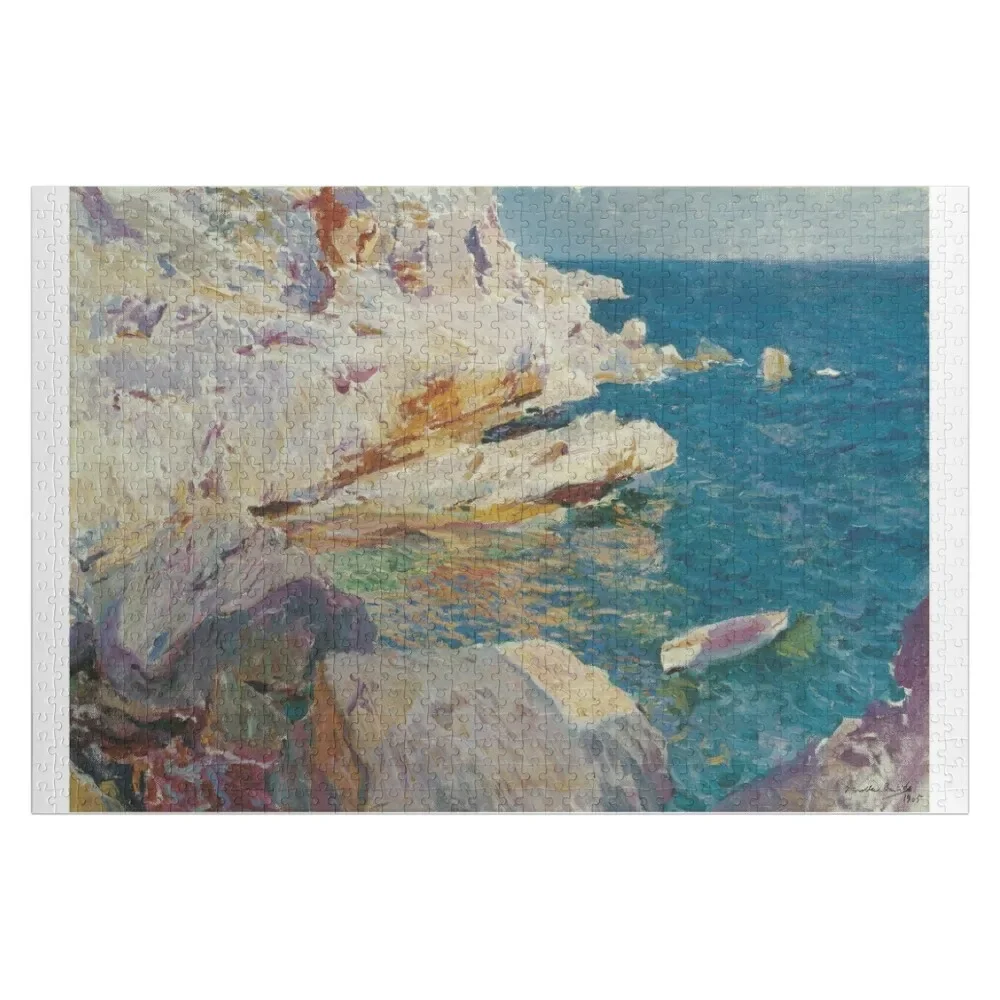 

Joaquin Sorolla Y Bastida - Rocks At Javea. The White Boat1905 Jigsaw Puzzle Custom Wood With Photo Name Wooden Toy Puzzle