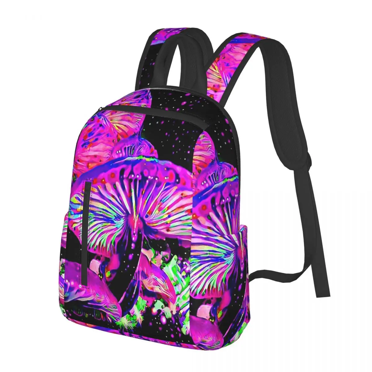 Neon Glowing Magic Mushrooms Student Backpack School Bag Hiking Travel Daypack for Men Women Bookbag Shoulder Bags