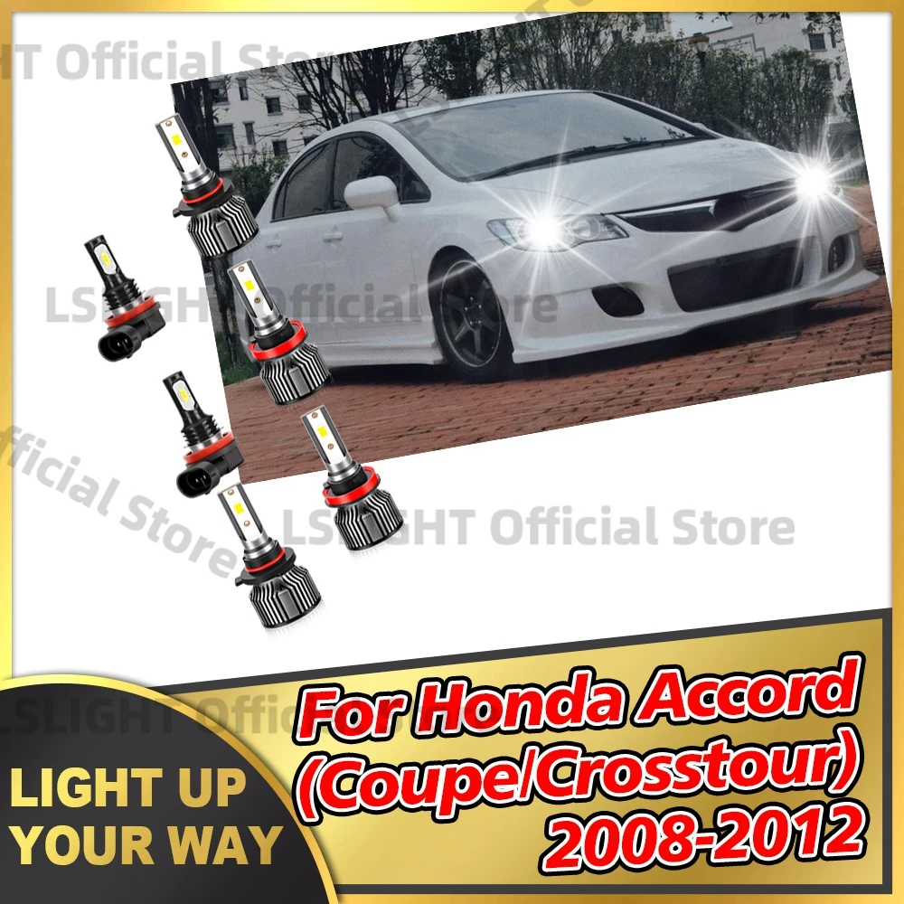 2/6Pcs Car Headlights 6000K Fog Lamp Bulbs For Honda Accord (Coupe/Crosstour) 2008 2009 2010 2011 2012 LED High Low Beam 20000LM