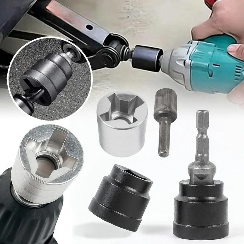 Car Jack Adapter Impact Socket Wrench Tool Electric Conversion Ball Steel Trailer Jack Drill Adapter Joint for RV Camper Boat