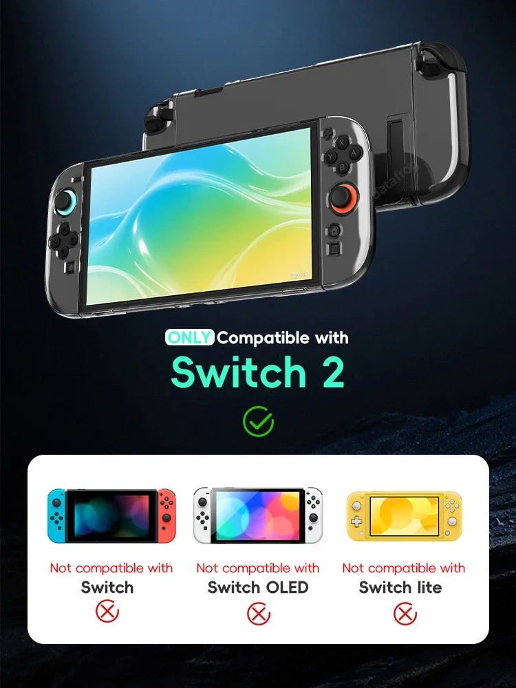 DATA FROG Precise Cutout Clear Protective Case For Switch 2 Console For Joy Con Full Coverage Shell