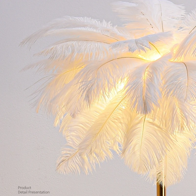 Nordic Feather Floor Lamp Light Luxury Internet Celebrity Ostrich Ins Live Broadcast Room Decoration Atmosphere Table Roomdecor