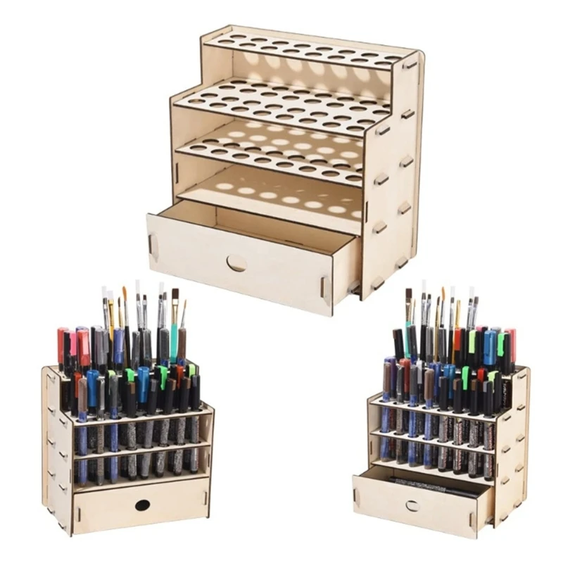 Wood Paint Rack Stand Organizer for Pigment Inks Bottle Paint Tool Storage Paint Holder for Acrylic Painting Paint Rack