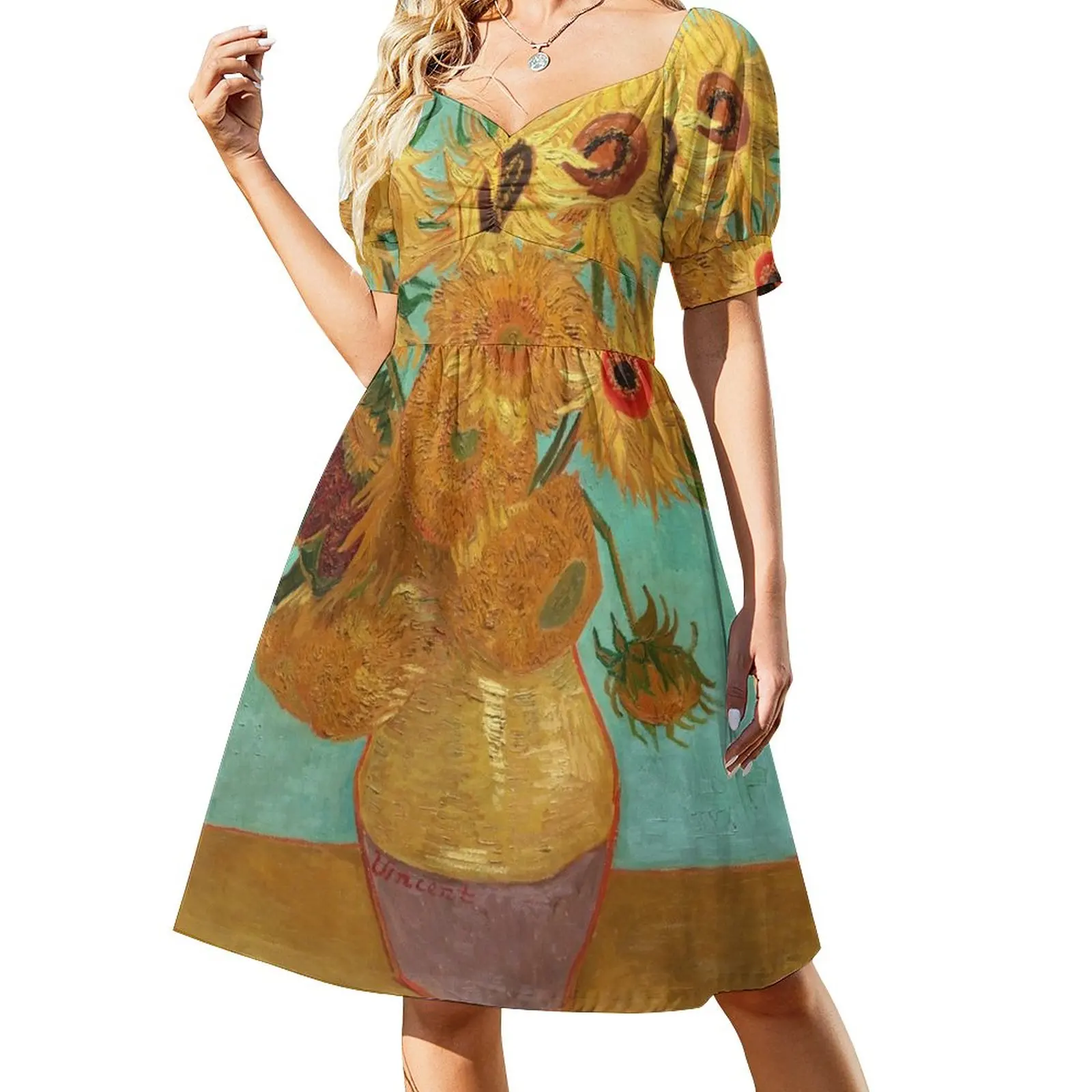 

Vincent Van Gogh Twelve Sunflowers In A Vase Sleeveless Dress dresses korean style long sleeve dress summer dress daily