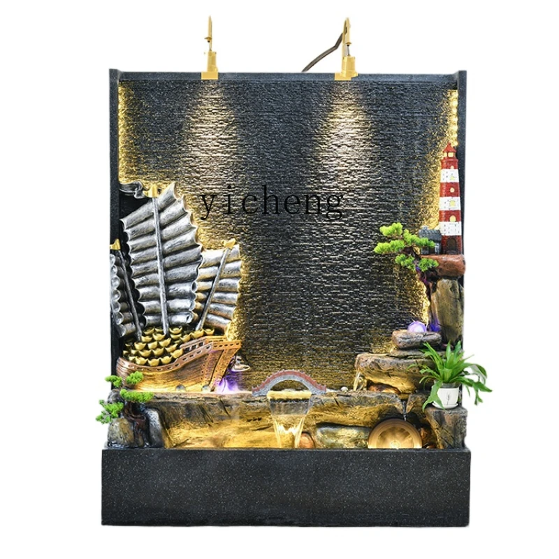 

ZC High Mountain Water Circulation Fountain Floor Living Room Decoration Courtyard Company Waterscape Screen