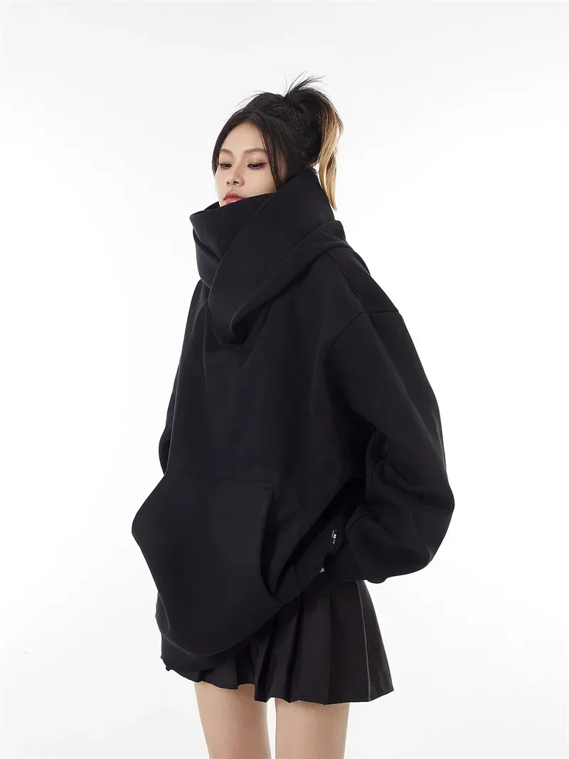 Herren-Kapuzenpullover in einfarbiger Ausführung, im Ninja-Stil, Vintage-Sweatshirt mit Fleece-Futter, japanischer Hip-Hop-Streetwear, Oversize-Modell, große Größe, mit Kapuze. – Detail 16