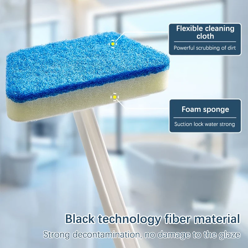 Multifunctional Bathroom Wall Brush, Removable Sponge, Long Handle, Tile, Floor, Bathtub Brushes, Household Cleaning Tools