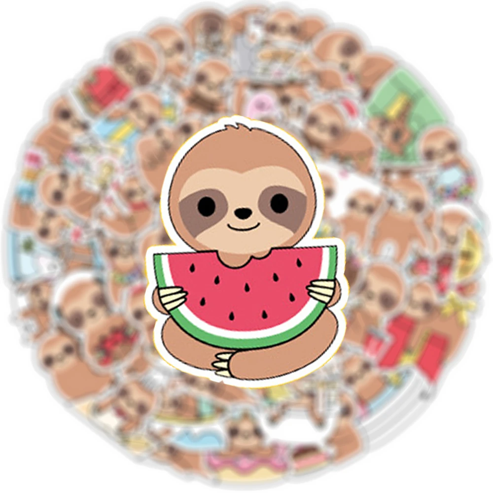 10/30/50pcs Kawaii Cute Animal Sloth Stickers Funny Cartoon Decals DIY Scrapbook Phone Suitcase Waterproof Graffiti Sticker Pack