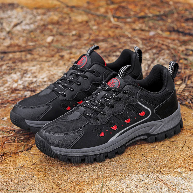 

Autumn Men Outdoor Trekking Hiking Shoes Anti Slip Mountain Shoes Tracking Sneakers Black Gray Size 39-46